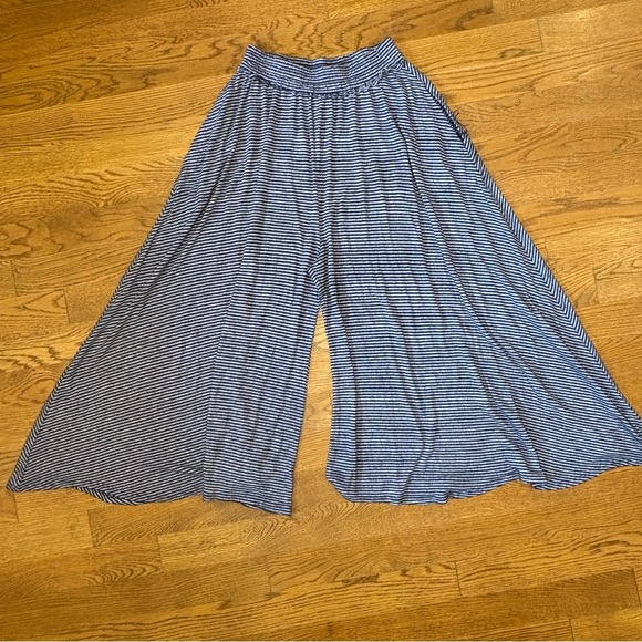 Free People Pants - Free People Blue Striped Wide Leg Pants
